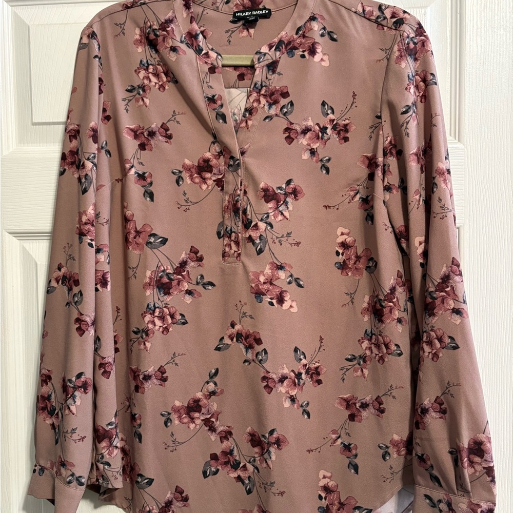 Women’s size Small Hilary Radley long sleeve Mauve Floral Blouse